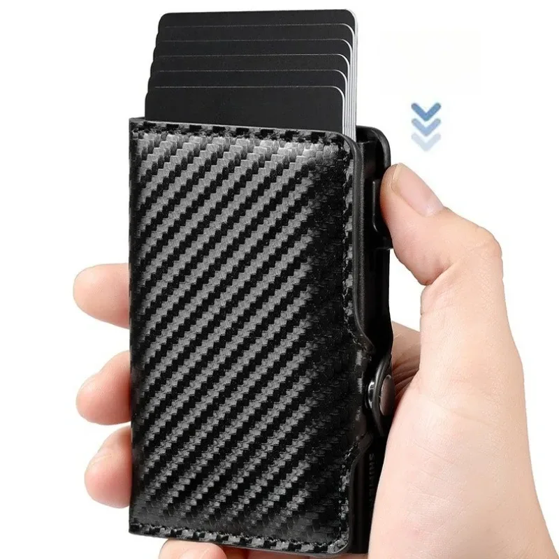 porte-cartes anti-scan rfid, portefeuille fin en fibre de carbone pour homme, organisateur de cartes bancaires portable, sac de rangement multifonctionnel pour pièces de monnaie