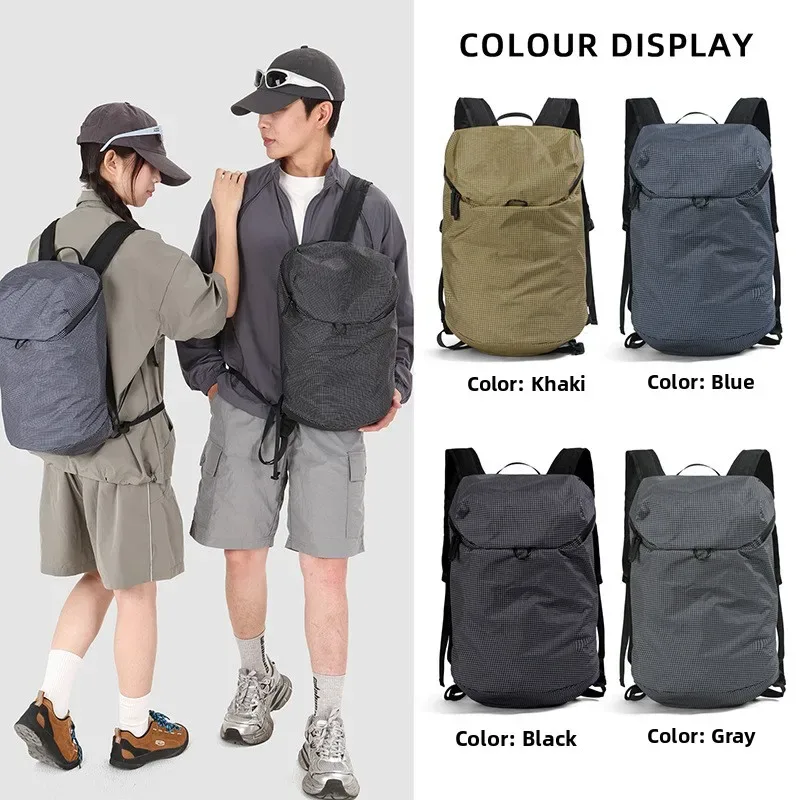 sac à dos décontracté en nylon léger à carreaux pour les trajets quotidiens, les voyages, les étudiants – tendance, simple et résistant à l'usure