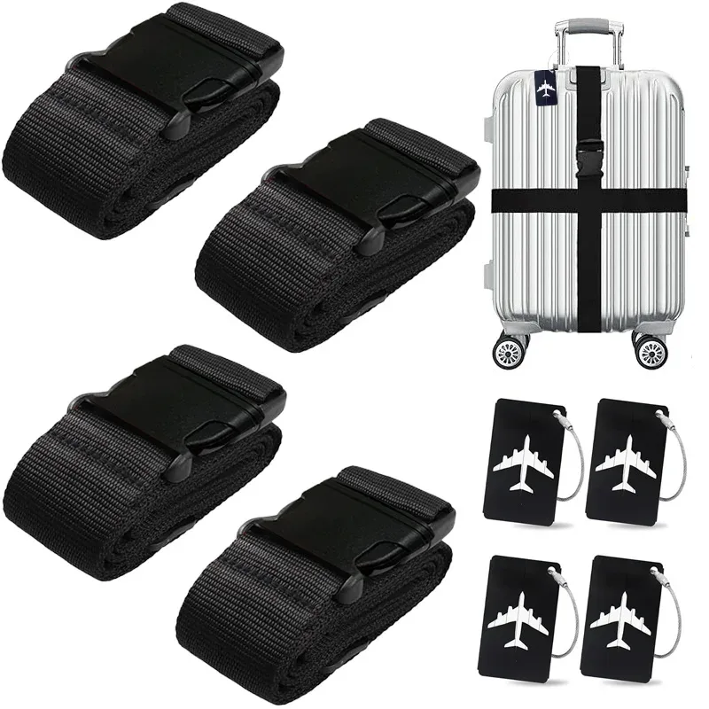 ceinture bagage sangle tissu noir fermoir plastique noir étiquette avion motif blanc voyage identification bagages rentrée scolaire affaires navetteurs étudiants internationaux