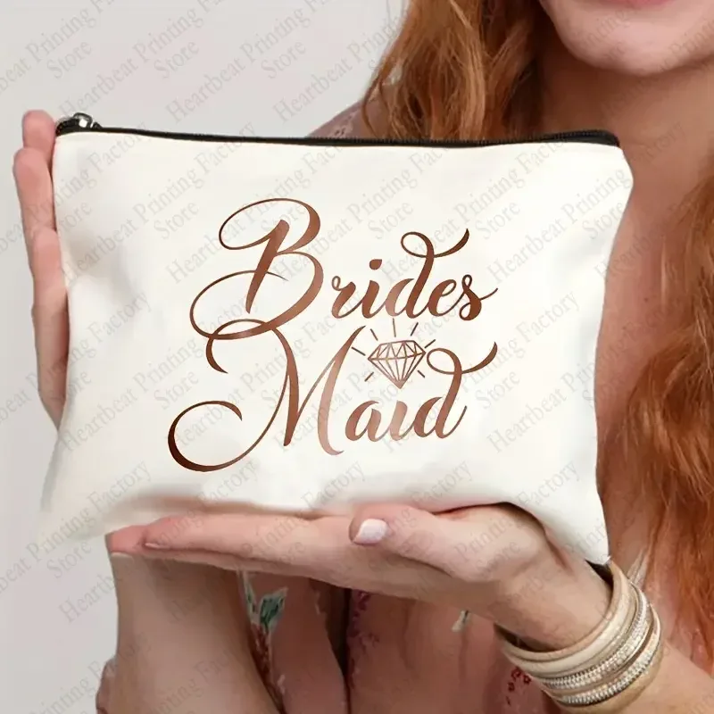 trousse de maquillage de mariée de mariage, sacs à cosmétiques pour enterrement de vie de jeune fille, pochette de rangement de fête, cadeaux de toilette de demoiselle d'honneur, meilleur cadeau pour les mariées