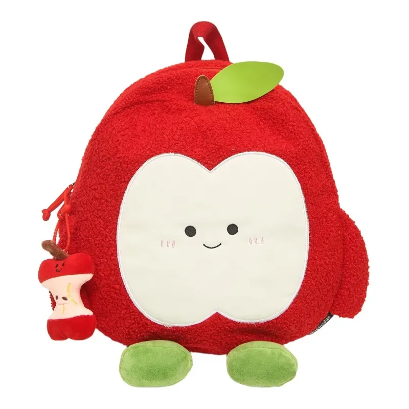 sacs à dos en flanelle en forme de pomme, grande capacité, sac de transport pour étudiants, sacs à la mode pour femmes, sac à bandoulière mignon à la mode, 2025