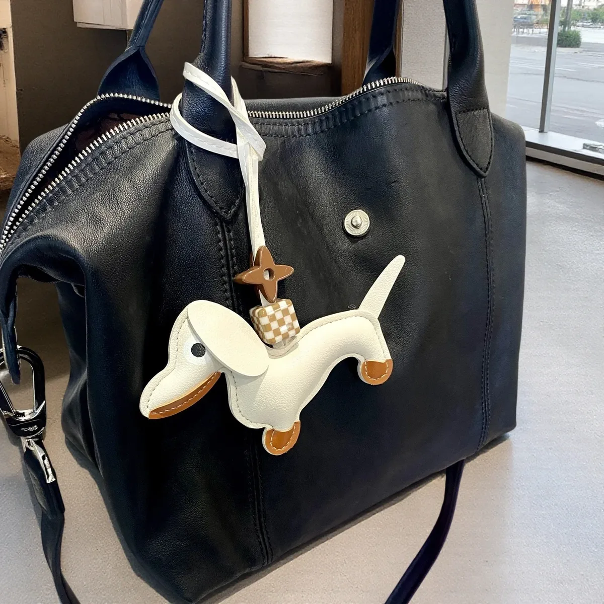 porte-clés/charm pour sac en forme de teckel, 7 couleurs morandi, design chiot pour sac fourre-tout/sac à main, élégant ornement suspendu, cadeau pour les amoureux des chiens