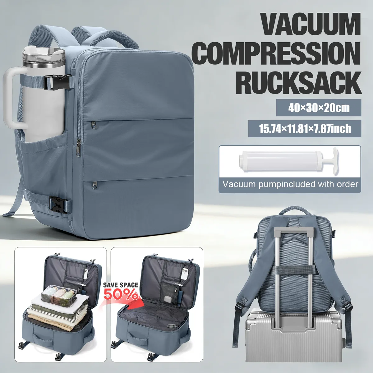sac à dos de voyage pour femmes, sac à dos sous vide avec pompe manuelle, bagage à main ryanair 40x30x20, sacs pour hommes, grand sac de travail pour ordinateur portable