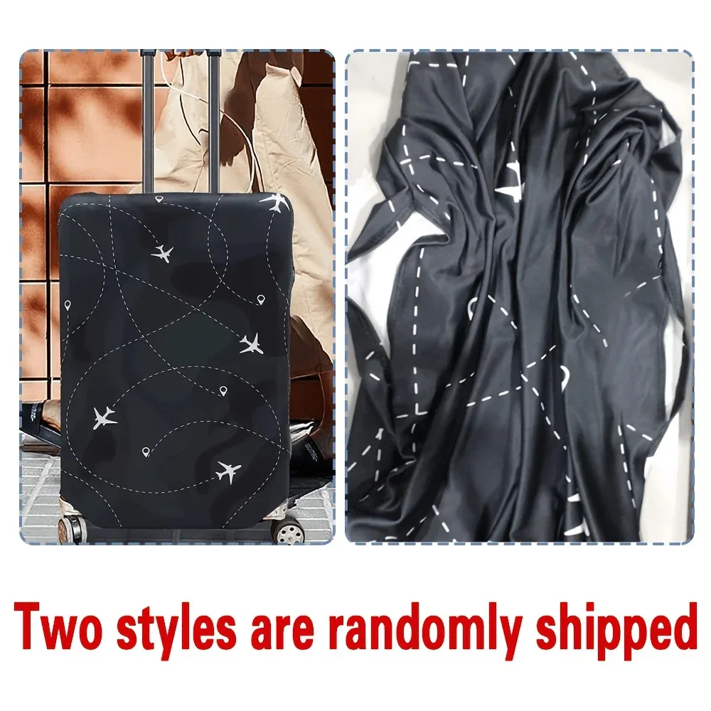 housse valise polyester motif trajectoires avions lettres noire blanc voyage protection valise taille variable