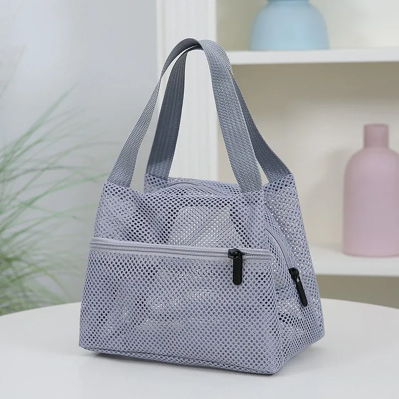 sac de voyage en maille de couleur unie, trousse de toilette portable de grande capacité pour le sport, la natation, le rangement des cosmétiques, organisateur léger, 1 pièce