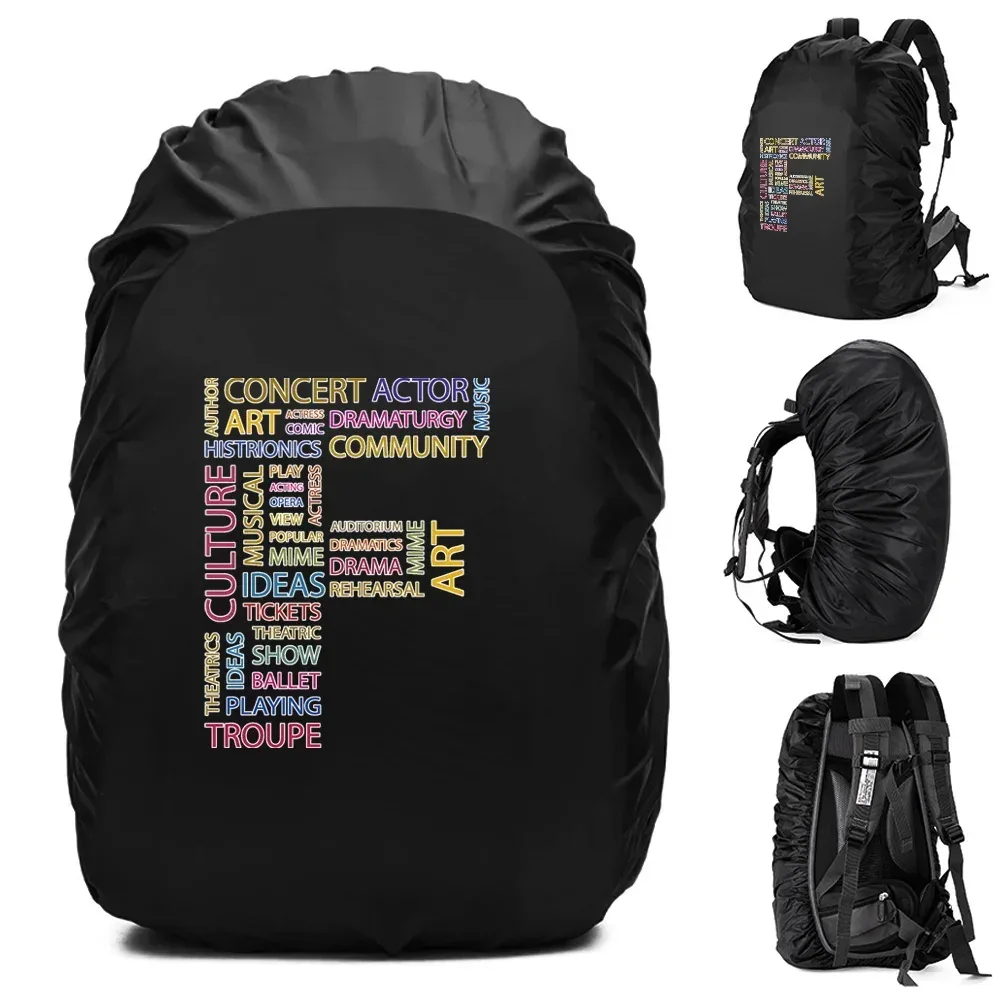 sac à dos imperméable pour homme, housse de pluie, camping en plein air, randonnée, escalade, sac à dos anti-poussière, texte imprimé, 20-70 l
