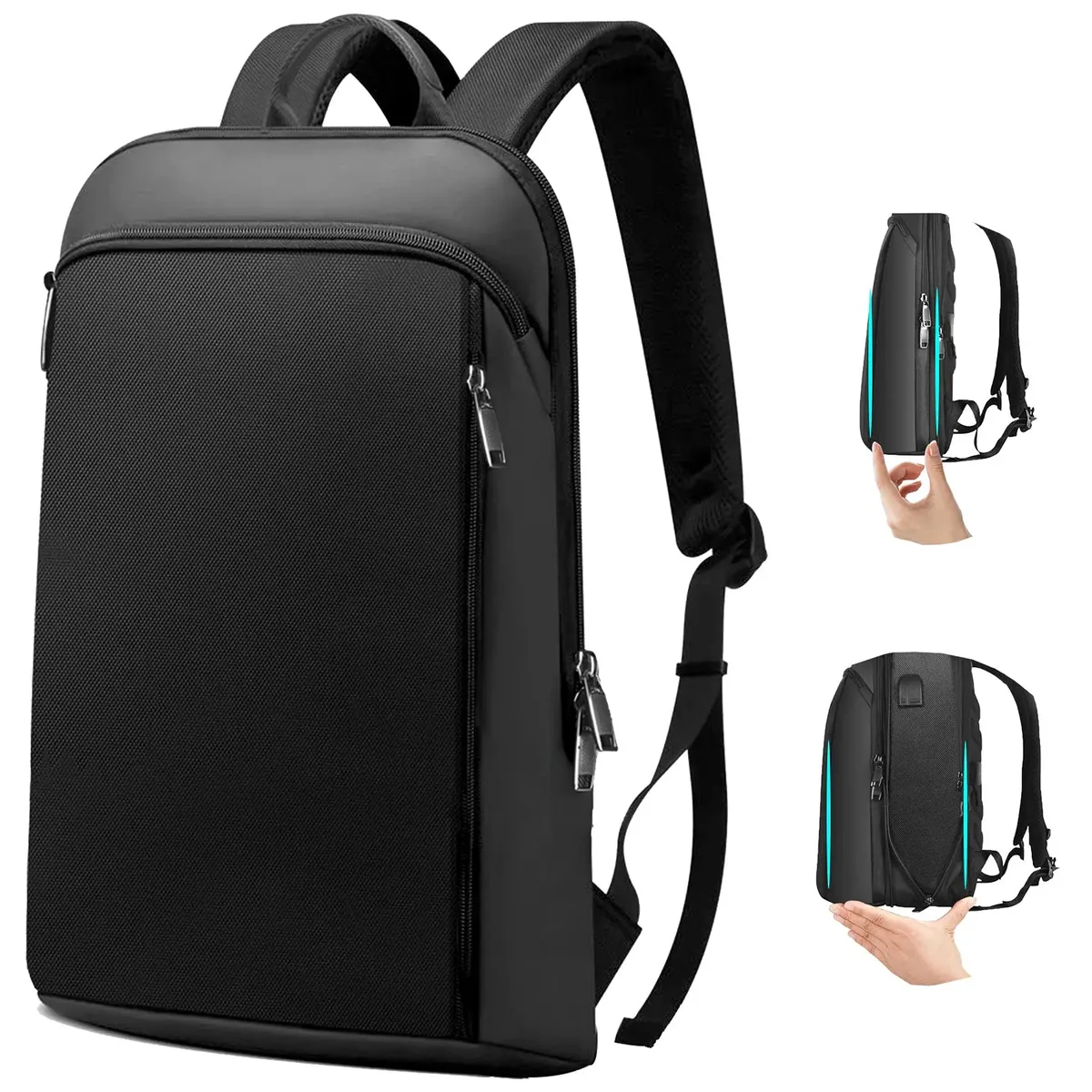 zinz slim extensible sac à dos pour ordinateur portable antivol 15-16 pouces sac pour ordinateur portable de voyage d'affaires pour hommes et femmes