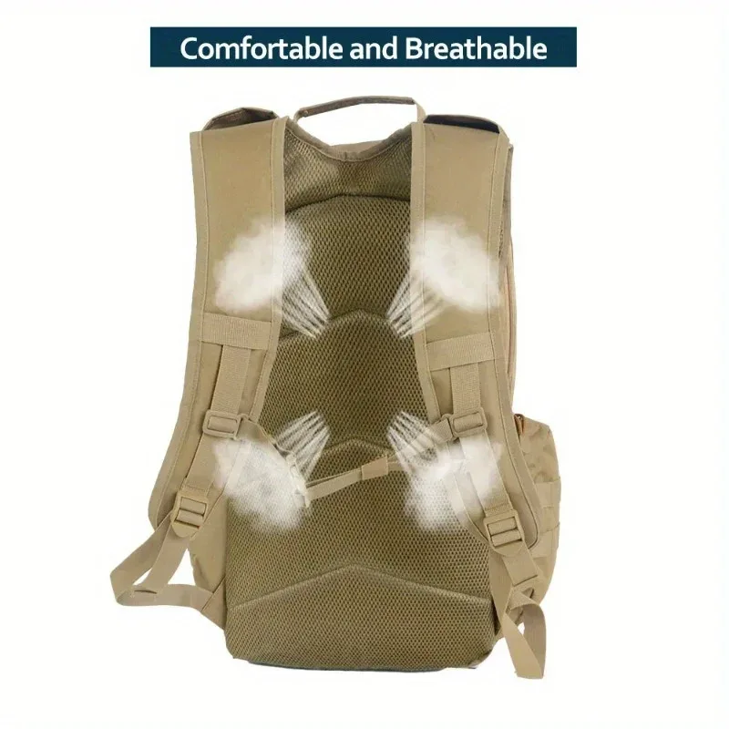 sac dos nylon kaki bandes grises compartiments multiples forme trapézoïdale usage sport aventure randonnée trekkings