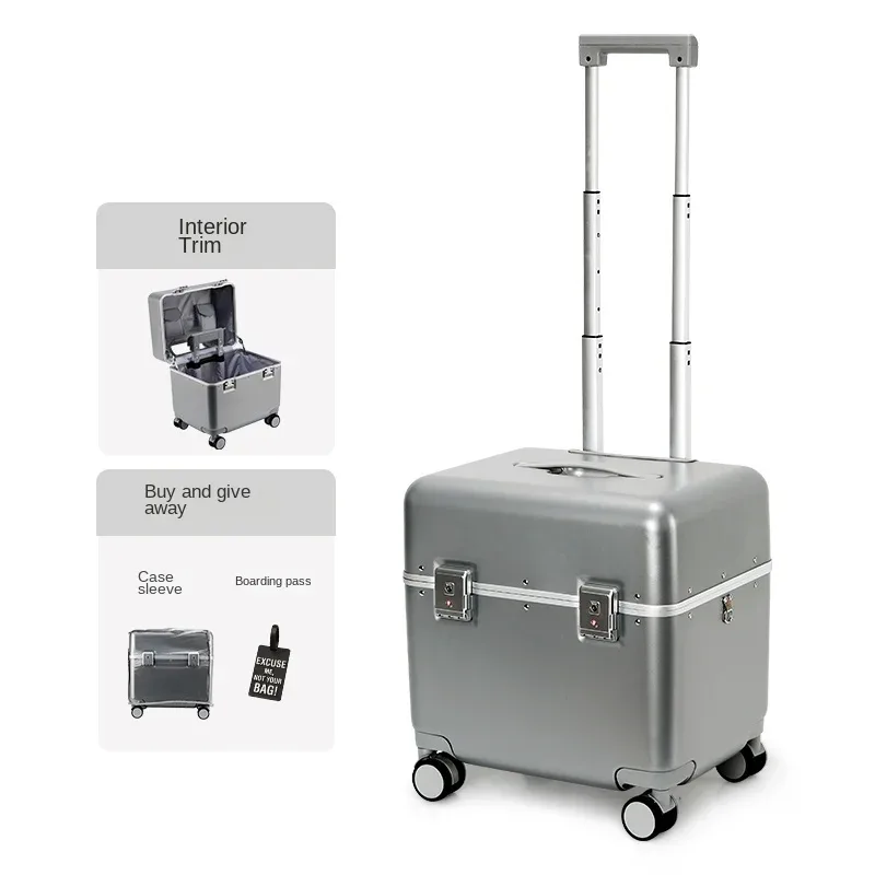 bagage 20 pouces cadre en aluminium valise à main femme avec compartiment porte-cabine d'embarquement valise à roulettes légère