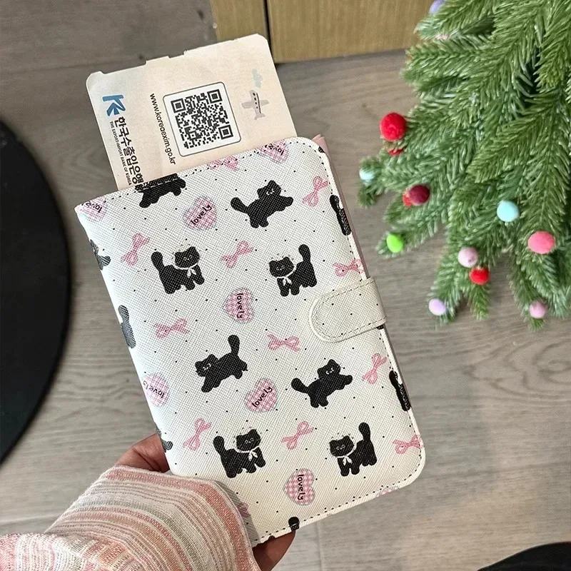 mignon nœud chien imprimé hommes femmes étanche porte-passeport couvre étui voyage pu carte de crédit portefeuille passeport livre passeport couverture