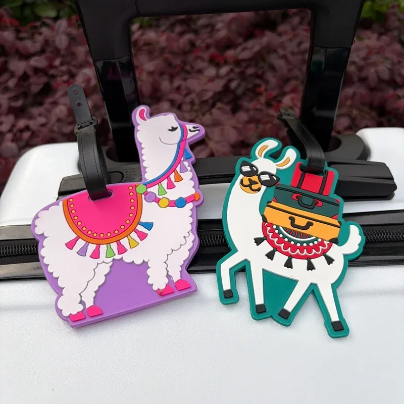 1/2 étiquettes de bagage animaux alpaca – identificateur anti-perte pour bagages de compagnie – étiquette suspendue pour couples – essentiels de voyage