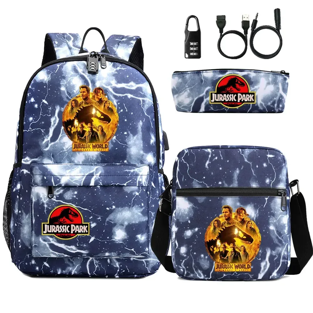 sac dos tissu oxford unisexe noir logo jurassic world bandoulière arquée compartiment intérieur style dessin animé usage voyage