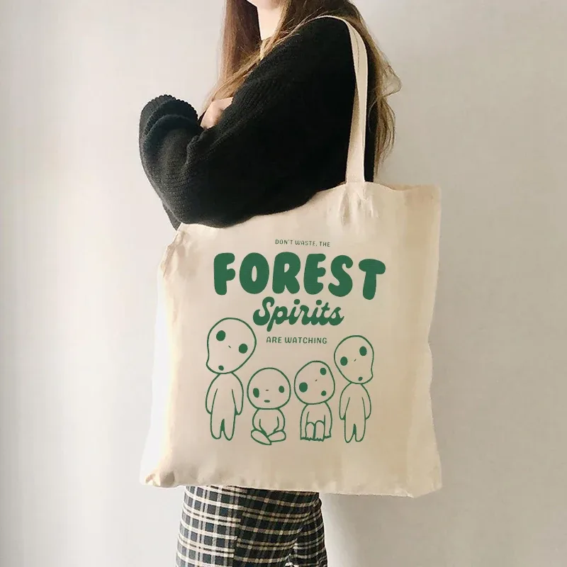 Sac fourre-tout Kawaii Forest Spirits, sacs initiés en toile 03Commute, cadeau pour fille azole, grande capacité, évaluation de voyage et de shopping