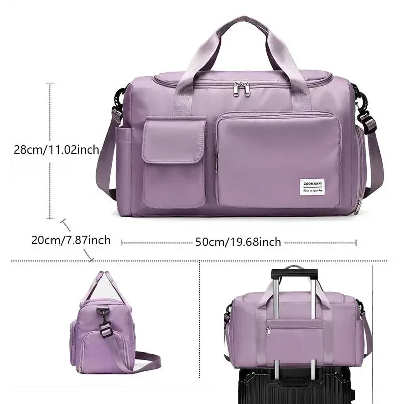 sac de voyage de grande capacité pour week-end, sacs de sport avec compartiment à chaussures, sacs de sport et de fitness pour femmes, sac à bandoulière