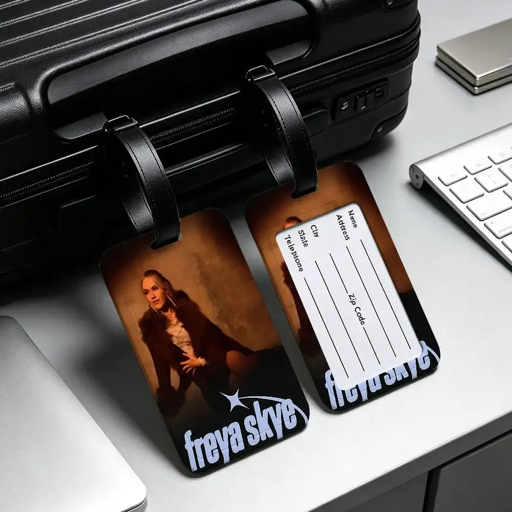 étiquette d'identification de bagages en pvc singer f-freya skye, porte-carte d'informations anti-perte, étiquette de nom pour valise de voyage