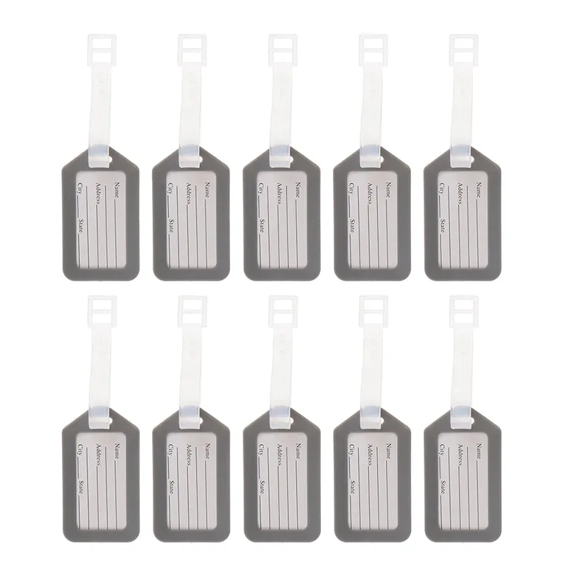 étiquettes de bagage en plastique pour hommes et femmes, étiquette de bagage, porte-nom, adresse d'identification de valise, accessoire de voyage, expédition d'embarquement, 10 pièces