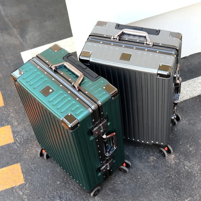 valise à cadre en aluminium, grande capacité, robuste et durable, avec serrure à combinaison, bagage cabine en pc épaissi, 20/22/24/26/28 pouces
