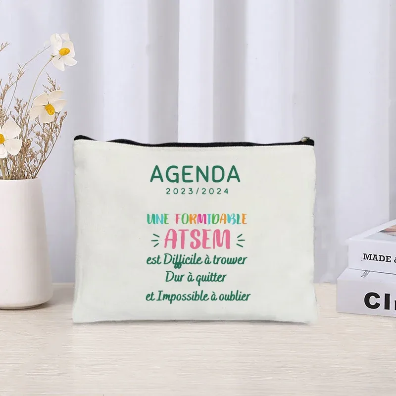 trousse à cosmétiques i am the best atsem in the world, sac en toile imprimé, voyage simple, soins de la peau, rangement de produits, trousse de toilette, cadeau atsem