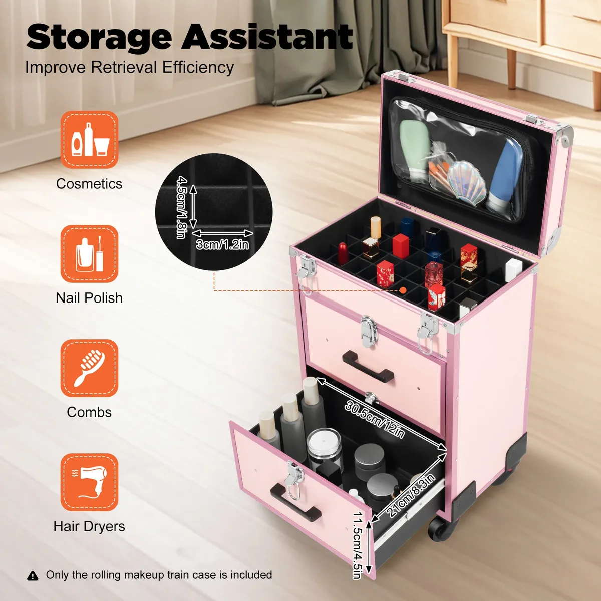valise de maquillage à roulettes grande capacité, verrouillable, étanche, pour maquilleurs professionnels