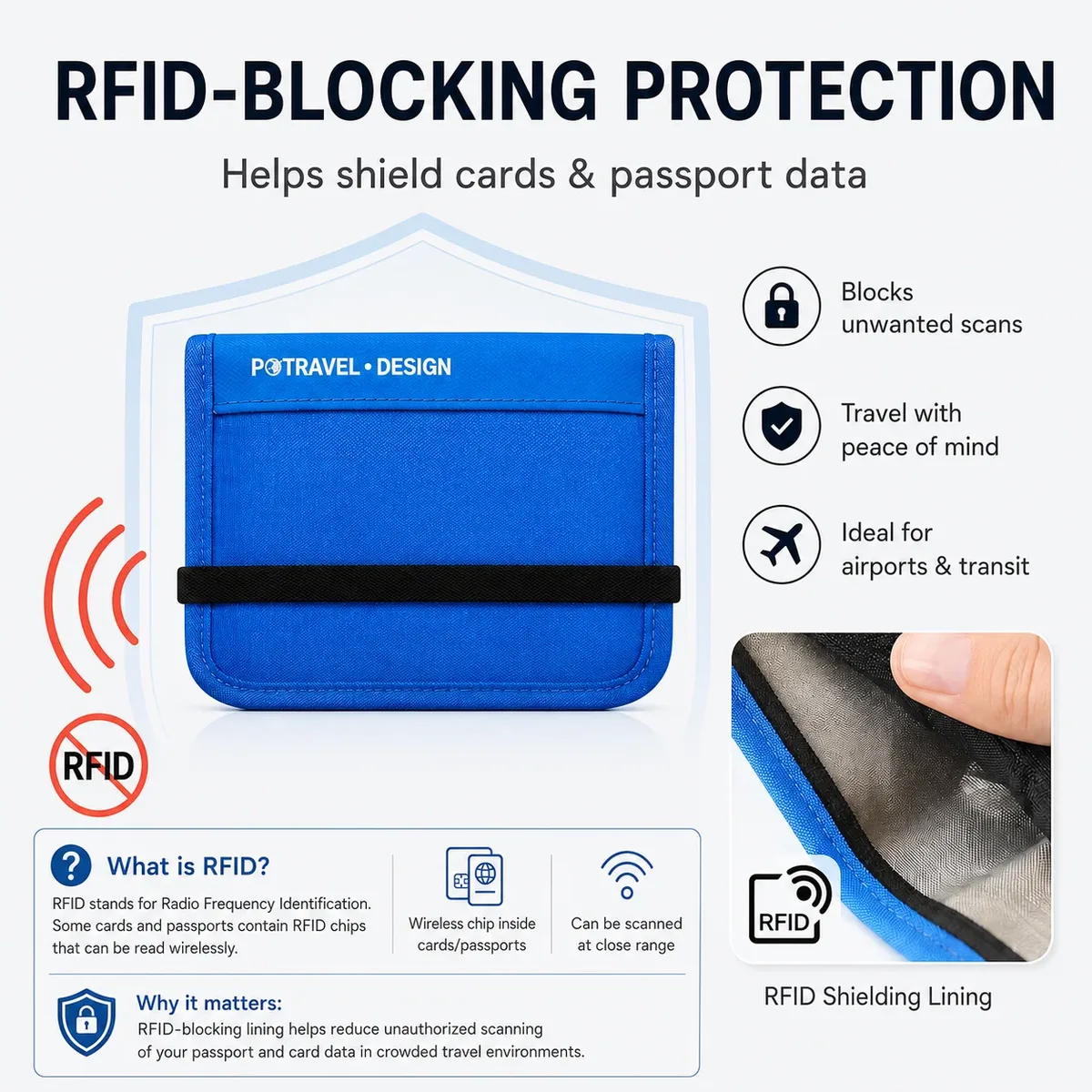 portefeuille de voyage avec blocage rfid, porte-passeport, étui multifonction pour cartes de crédit, organisateur de documents d'identité pour hommes et femmes, pochette antivol