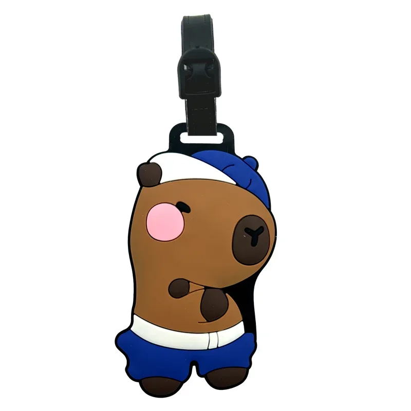 étiquette bagage pvc animaux dessin animé capybara poule jaune silicone souple voyage format petit