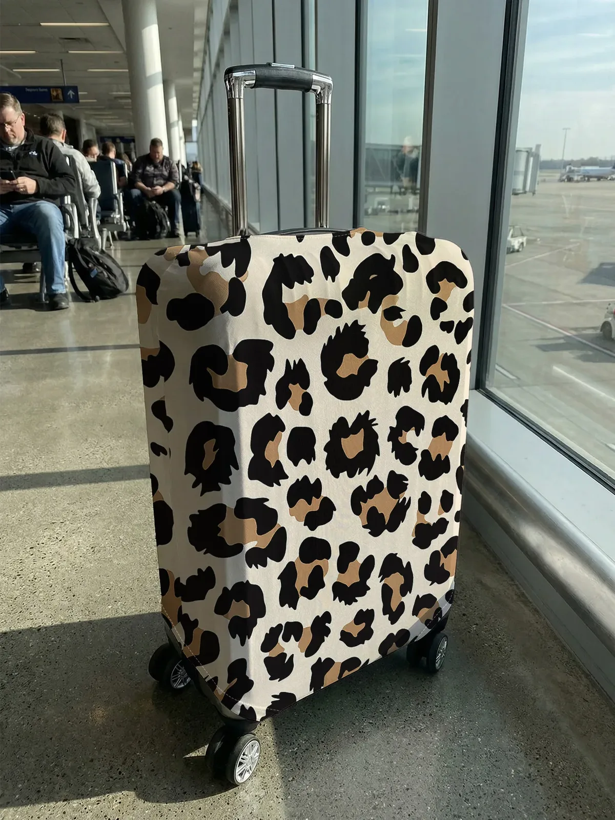 housse de valise beige à imprimé léopard, convient aux bagages de 18 à 32 pouces, protège-poignée de valise, accessoires de voyage