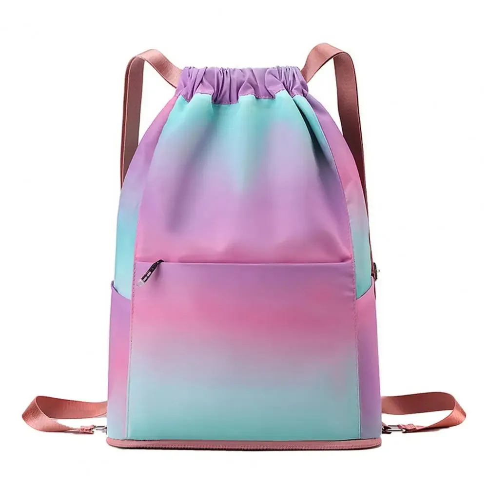 sac à dos de sport à cordon de serrage, sac de basket-ball de couleur dégradée imperméable, sac à dos de sport pliable pour hommes et femmes, natationurs d'entraînement de football
