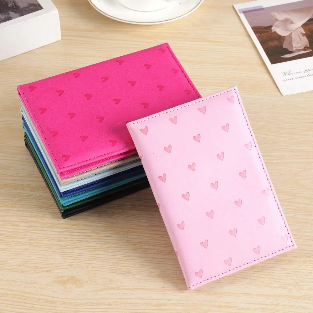 porte-passeport en cuir pu avec imprimé cœur mignon, portefeuille de voyage, housse de passeport pour femmes, accessoires de voyage, étui de protection pour documents