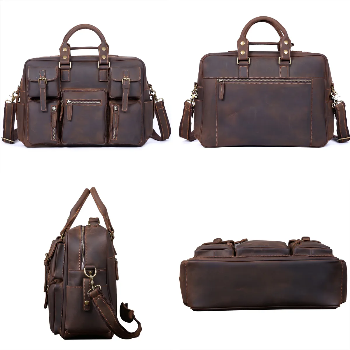 sacoche vintage pour homme en cuir pleine fleur, sac messager pour ordinateur portable 16 pouces, sac de voyage d'affaires en cuir véritable crazy horse