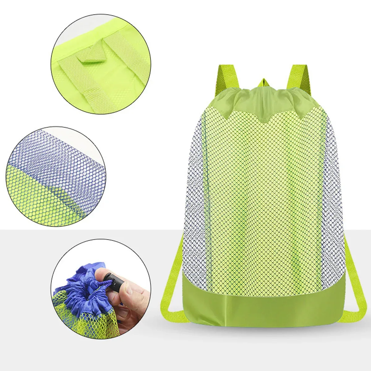 sac de plage pliable et portable en maille, 1 pièce, sac de natation, paniers de jouets de plage, sac de rangement, sacs étanches pour natation en plein air, sac sec