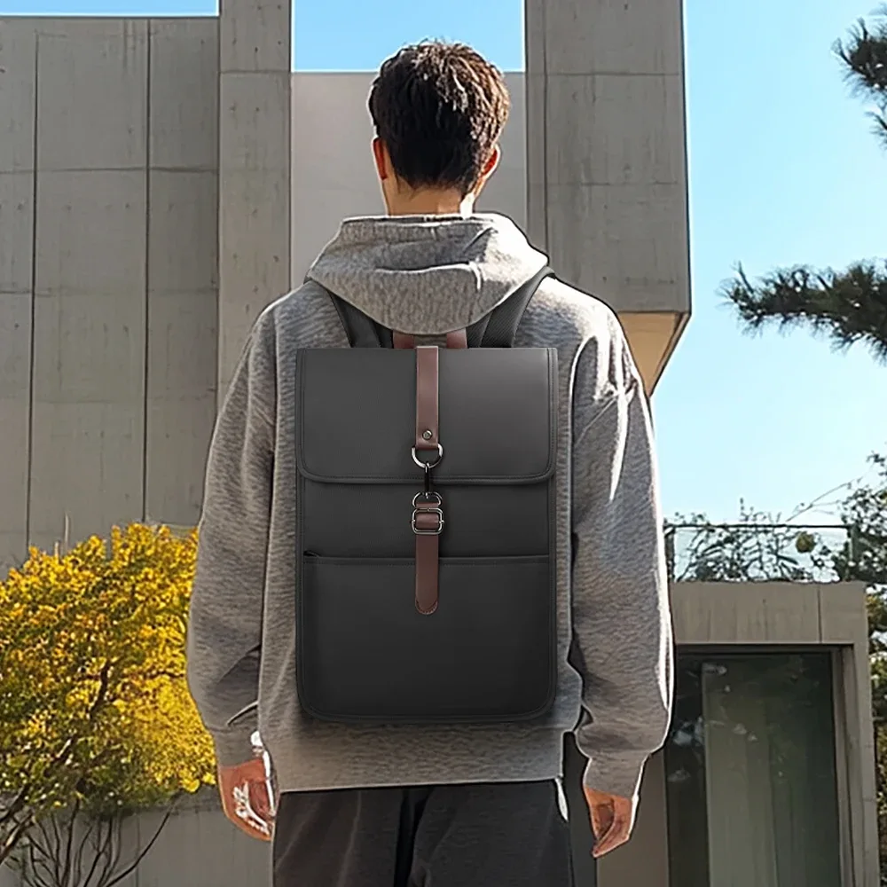 hk classique affaires sac à dos pour hommes décontracté 15.6 pouces pochette d'ordinateur avec usb étanche collège sacs d'école travail bureau sacs à dos