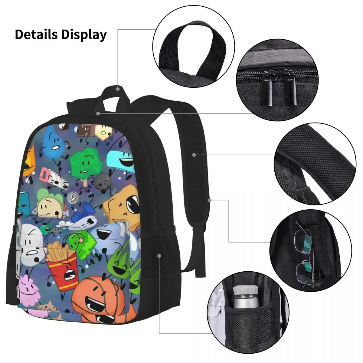 bfdi battle for dream island 3pecs/ensemble sac à dos pour étudiant collège sac à bandoulière sac à déjeuner trousse à crayons