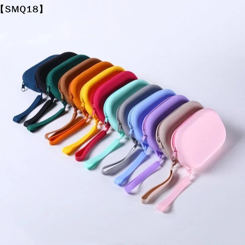 sac à fermeture éclair en silicone lisse pour écouteurs, portefeuille, organisateur de cosmétiques, porte-monnaie pour femmes et filles【smq】