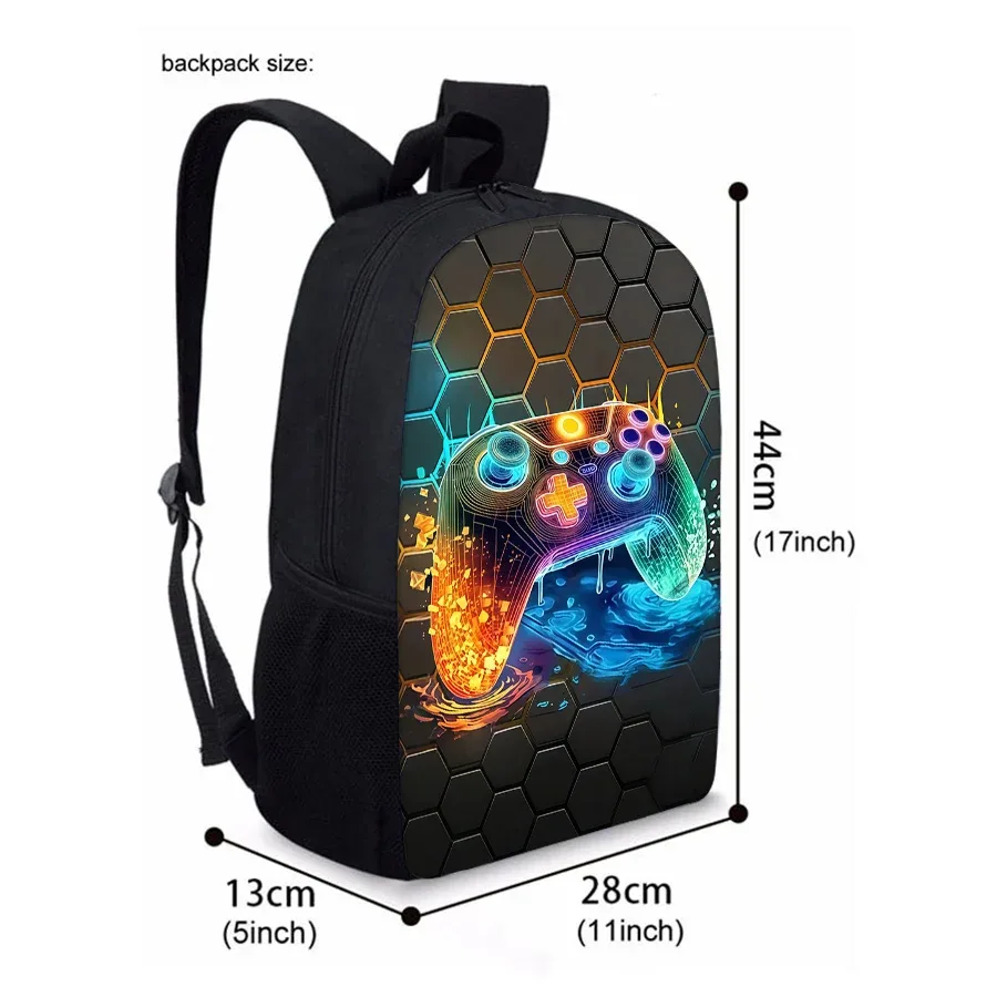 sac à dos à motif de manette de jeu, ensemble de trois pièces, pour garçons et filles, meilleurs cadeaux, sac à dos scolaire 2d plat dessin animé pour enfants