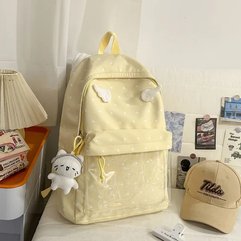 sac à dos bleu à pois, sac d'école classique unisexe, matériau en nylon, style jeune, capacité de 20 à 35 l, capacité pour ordinateur portable de 14 pouces