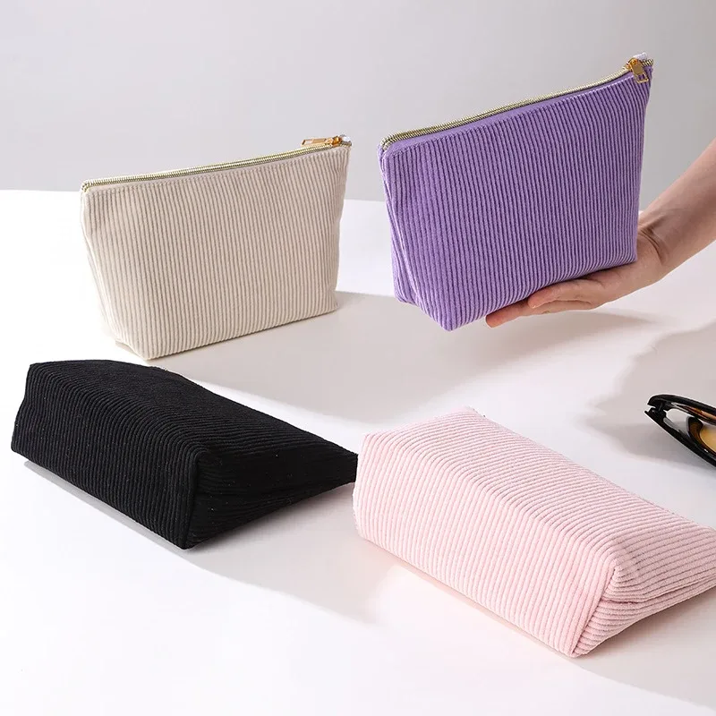 sac de rangement multi-usages en velours côtelé, grande capacité, organiseur de cosmétiques portable pour les voyages et les vacances, vente chaude