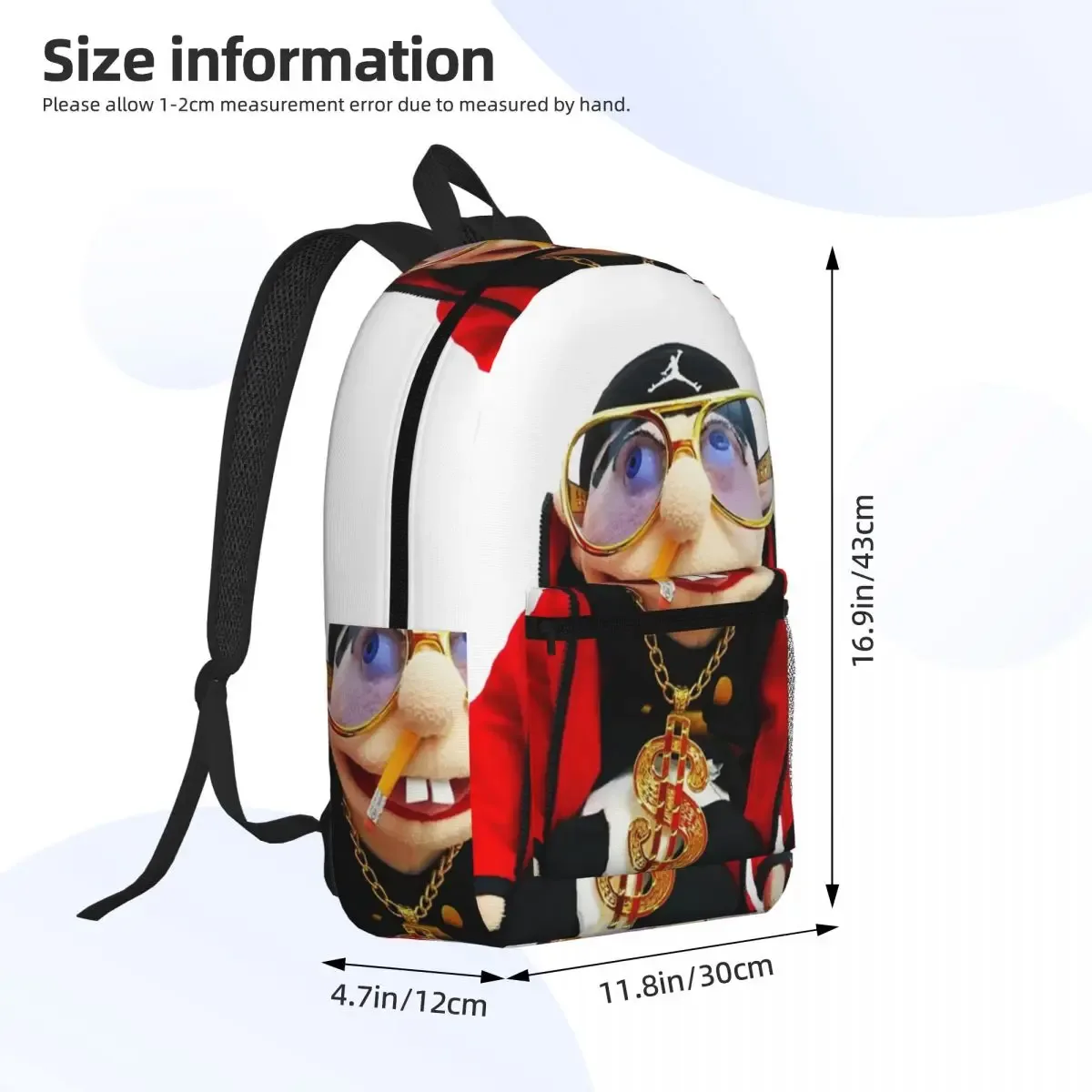 sac à dos d'étudiant sml jeffy, sac d'école, sac de randonnée, sac de voyage, sac à dos de jour pour hommes et femmes, sac à bandoulière