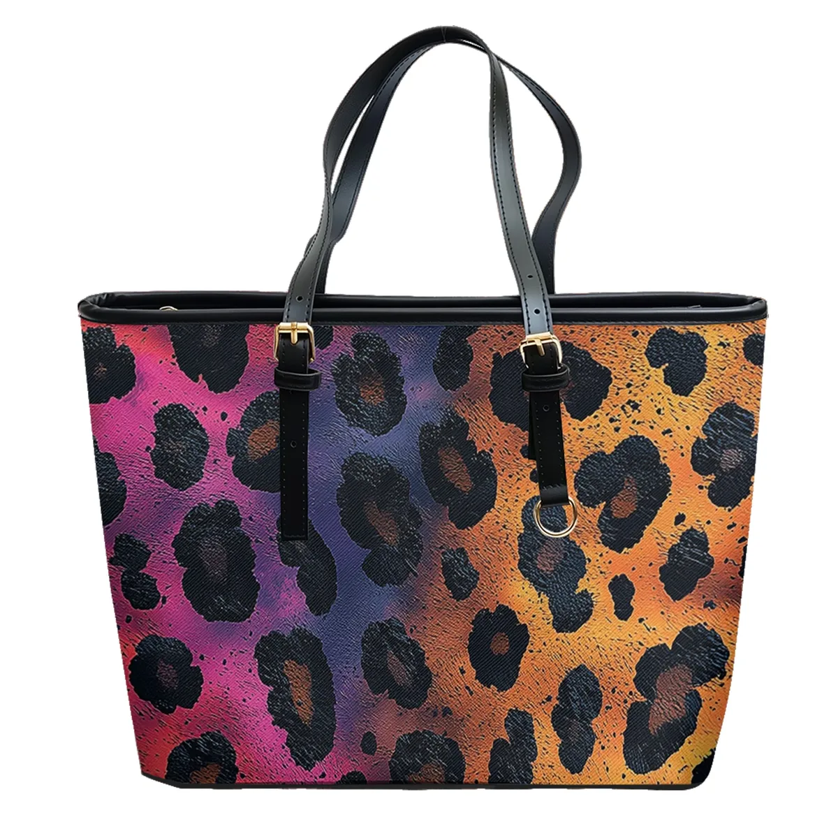sac à bandoulière en cuir pvc oxford imprimé léopard rose, fourre-tout de voyage léger à fermeture éclair, sac à main de week-end pour le travail quotidien