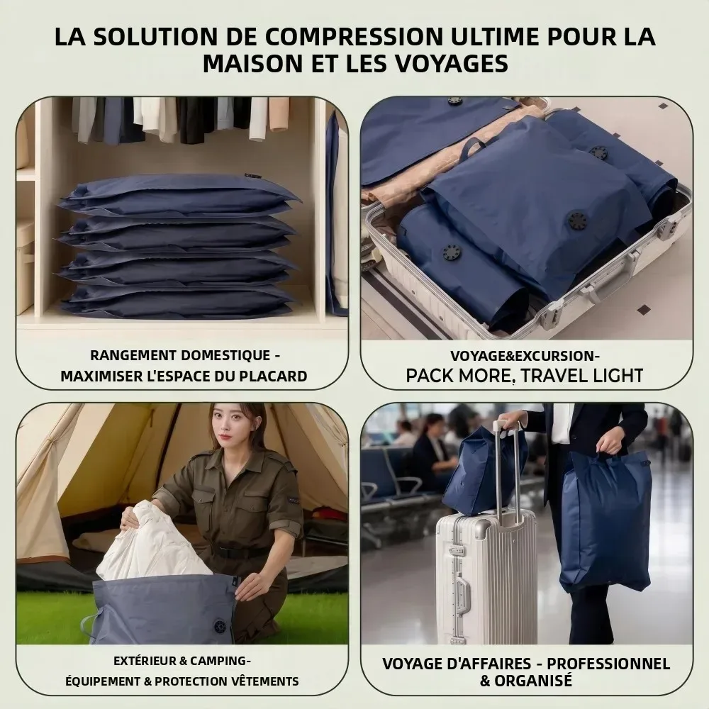 sacs de rangement sous vide pour voyage, économiseurs d'espace, réutilisables, résistants à la poussière et à l'humidité, sacs de compression durables pour valises de voyage