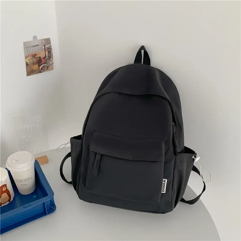 sac à dos polyvalent décontracté minimaliste rose pour étudiants, sac de voyage brodé, grande capacité, n'importe quel nom, style forêt