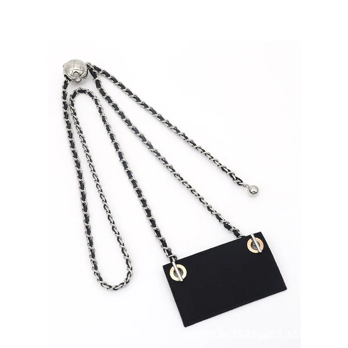 chaîne métallique maillons noir doré pochette cuir compacte fermoirs dorés accessoire voyage remplacement sacoche identification documents travail