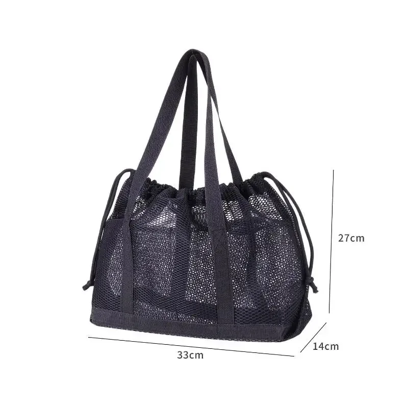 sac fourre-tout en maille avec cordon de serrage, respirant, à séchage rapide, grande capacité, sac à main portable pour la salle de sport, la natation, la plage, les sports, les escapades de week-end