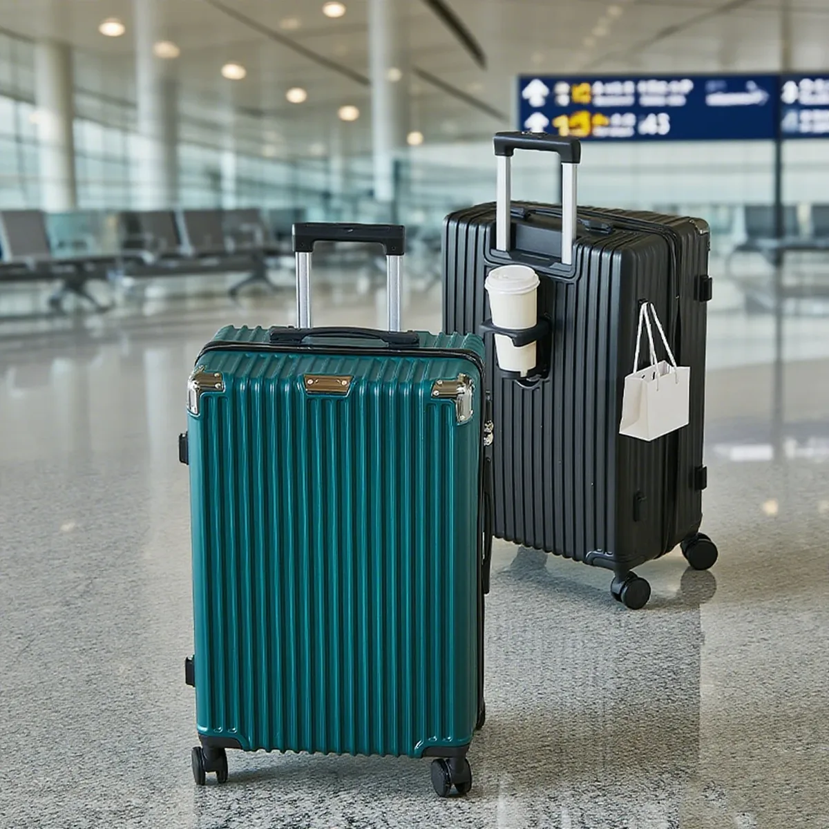 valise abs ligne dorée motif brillant bleu noir beige marron roulette toupie voyage grande capacité