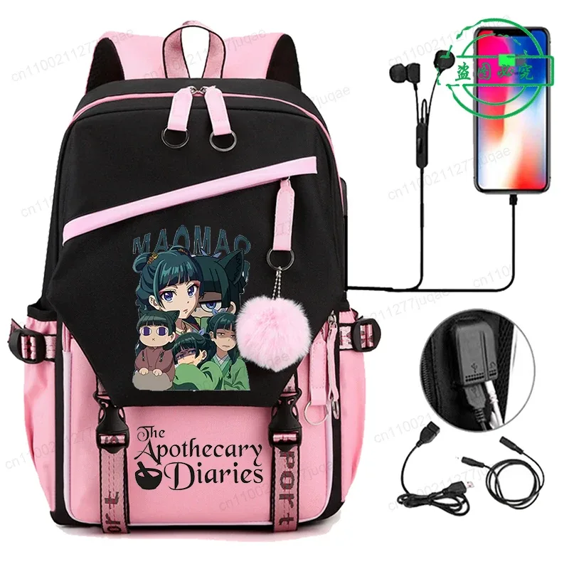 retour à l'école sac à dos pour filles garçons adolescent les journaux d'apothicaire maomao mode usb sacs d'école voyage sacs à dos mochila