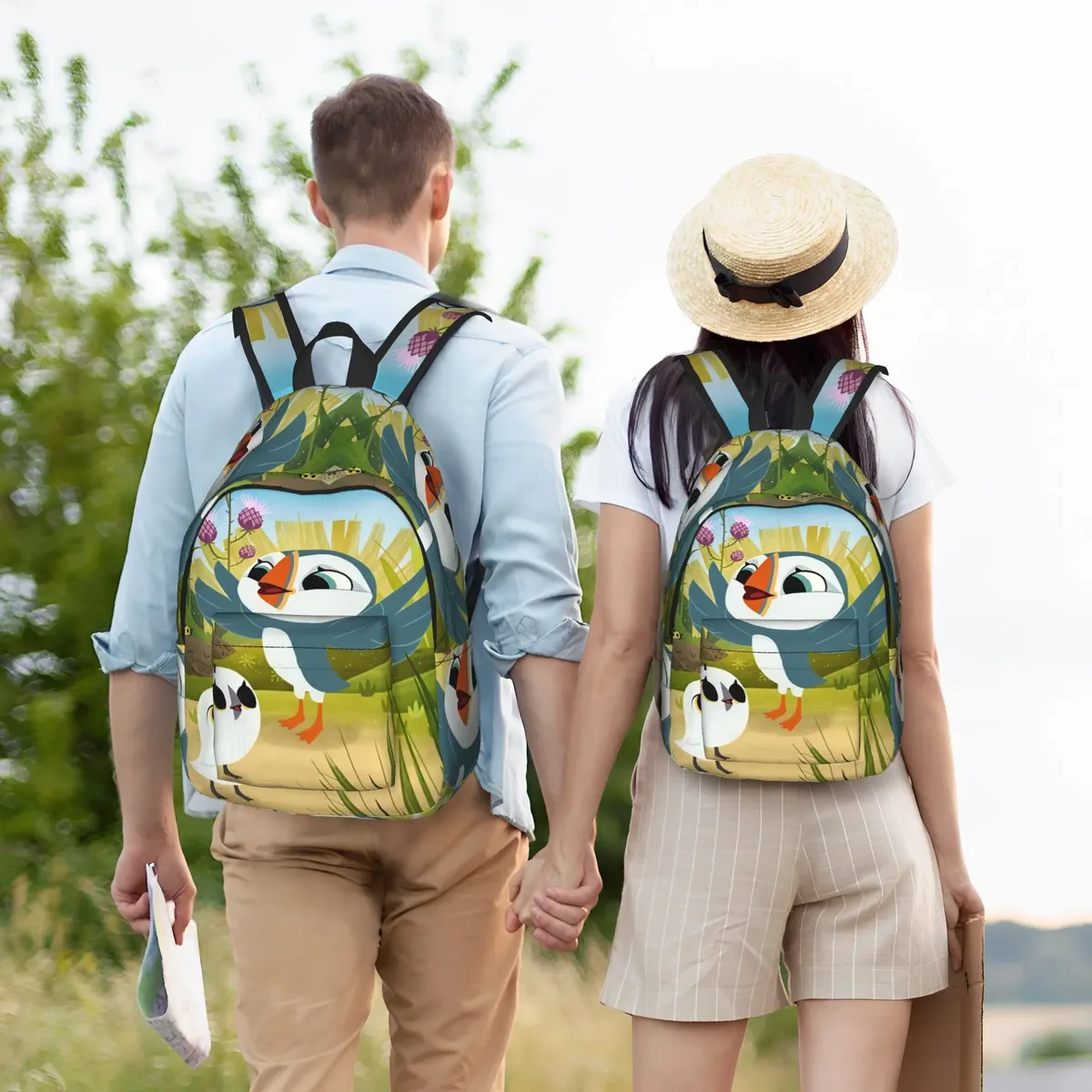 sac à dos puffin rock and new friends pour filles, sacs à dos de randonnée en polyester, grands sacs à dos kawaii pour lycée