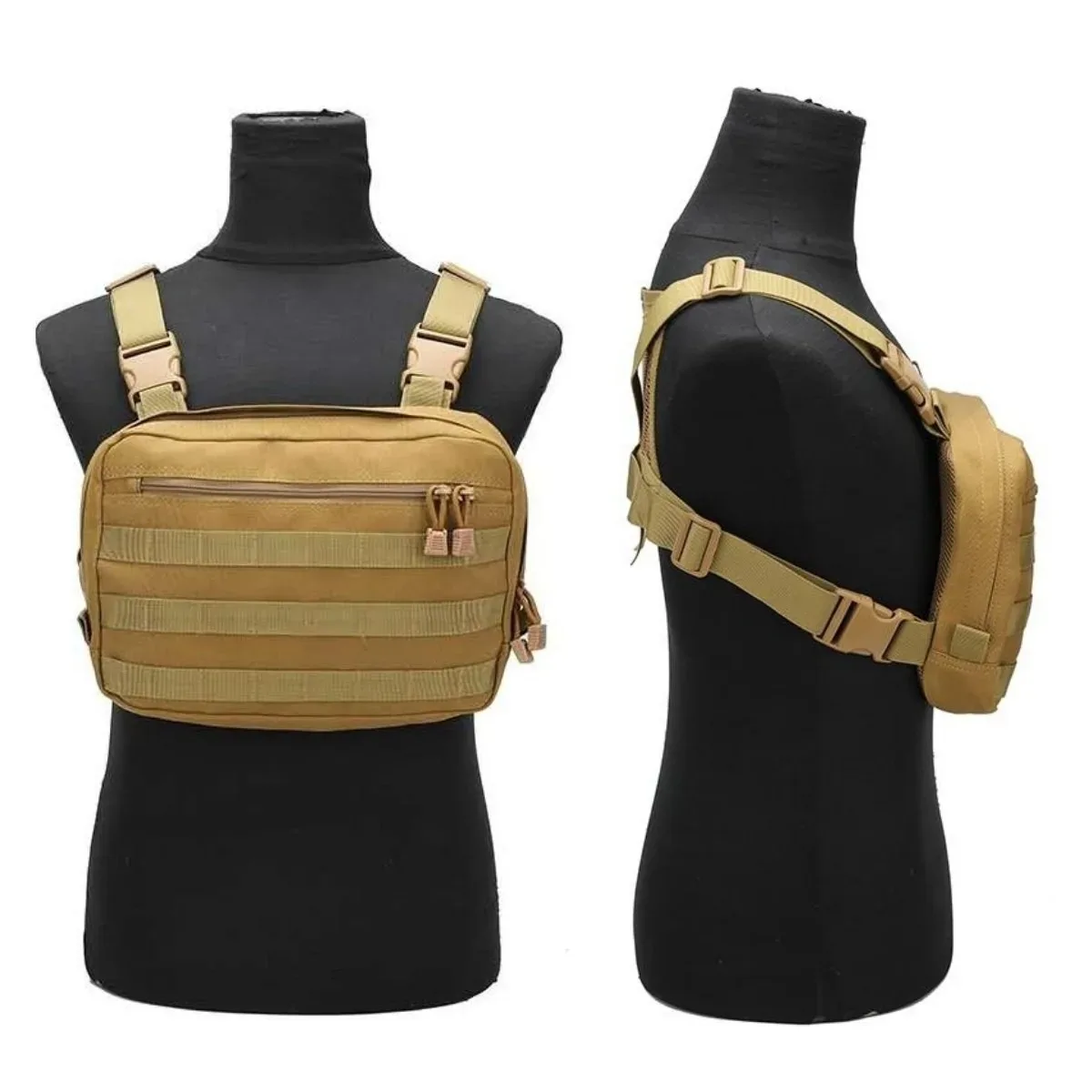 Sac de poitrine tactique polyvalent pour l'extérieur, gilet à bandoulière, sac à dos, rangement étanche pour la chasse en plein air