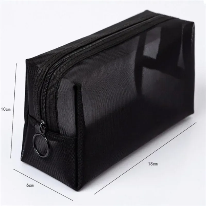 sac à cosmétiques noir pour femmes et hommes, 1 pièce, organisateur de voyage transparent, petits et grands sacs de toilette noirs, pochette de maquillage