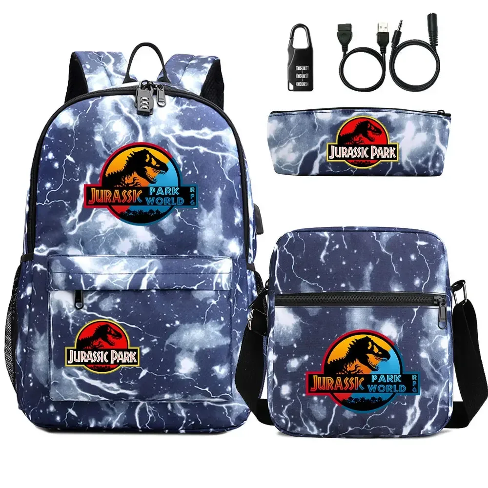 sac dos tissu oxford unisexe noir logo jurassic world bandoulière arquée compartiment intérieur style dessin animé usage voyage