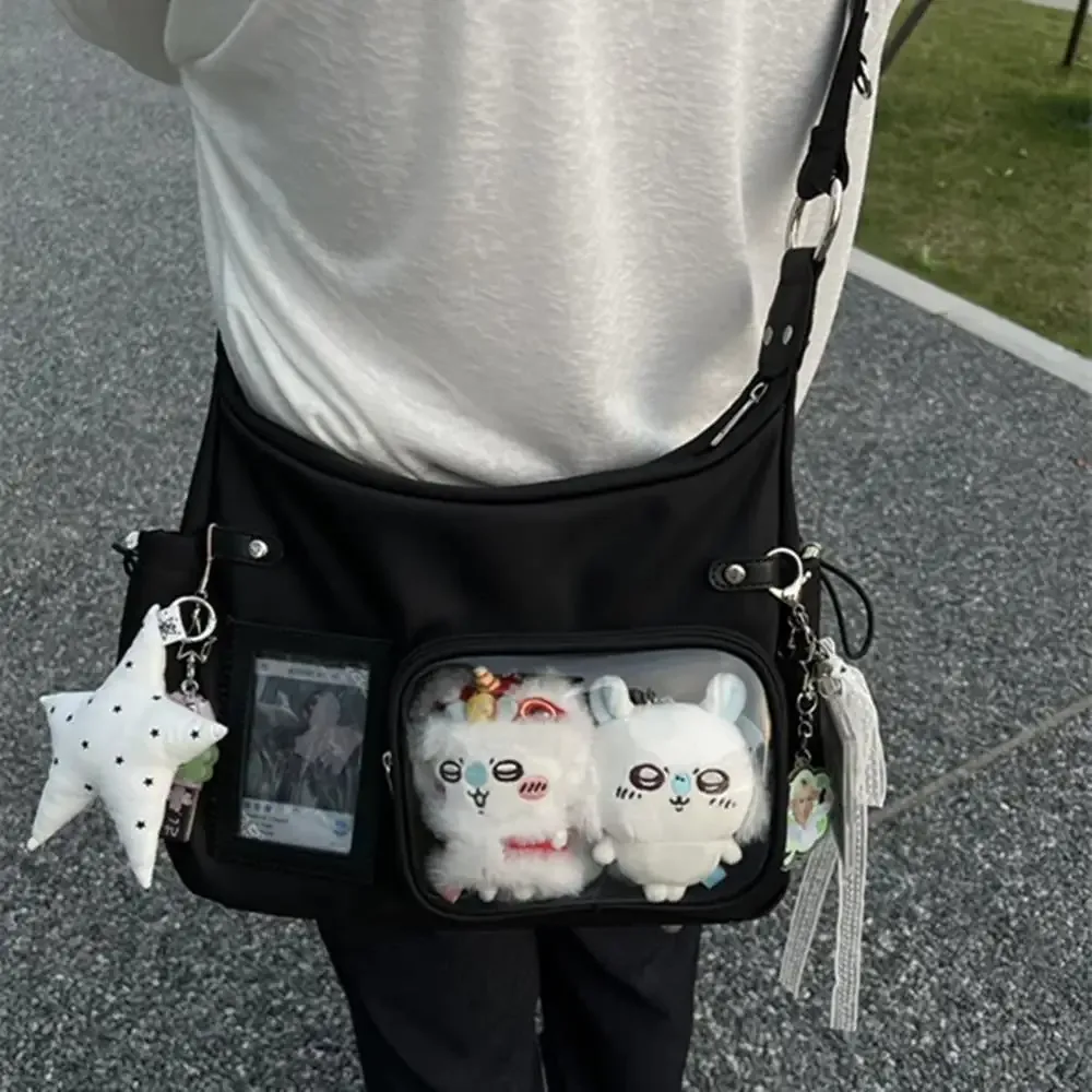 y2k coréen transparent ita sac filles doux lolita jk sac à main mode école sac à bandoulière harajuku anime badge affichage sac fourre-tout