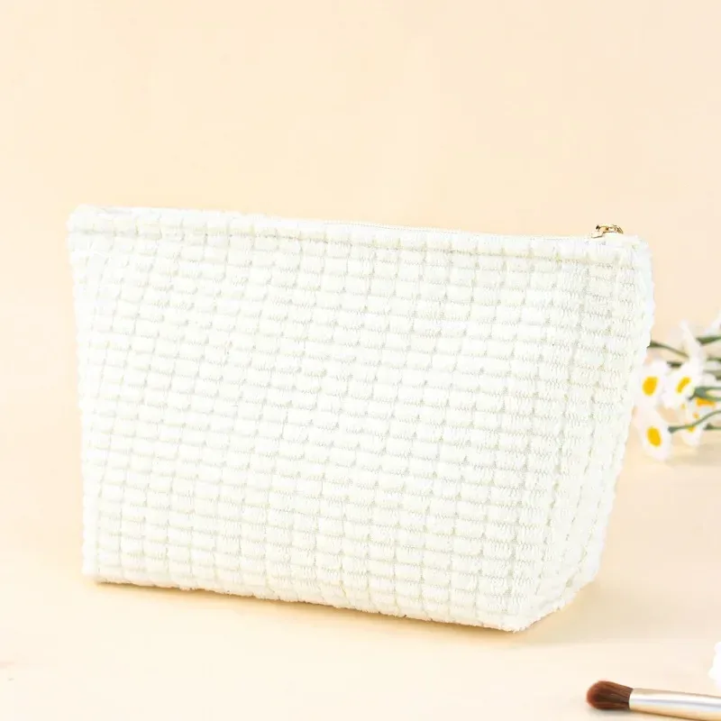 nouvelle trousse de maquillage minimaliste en velours côtelé de haute qualité, grande capacité, sac de toilette portable, sac de rangement de voyage ms03